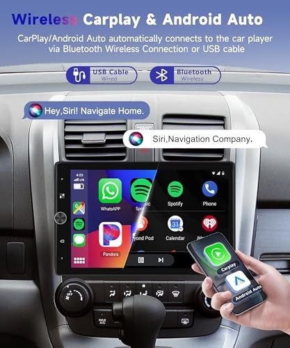 10.4“ Wireless CarPlay Stereo Single Din Car Radio,2025 Upgraded Rotatable HD