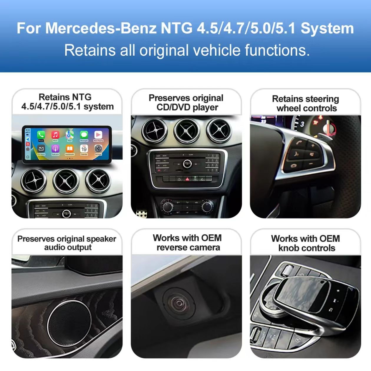 12.3″Apple Carplay Android Auto Upgrade Kit for Mercedes C Class W204 NTG5.0