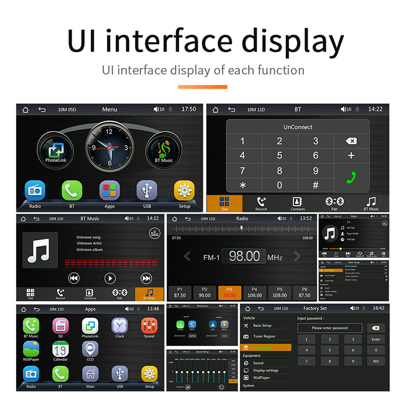 7″ Portable Carplay Android Auto Play Car Stereo FM Radio Touch Screen Bluetooth