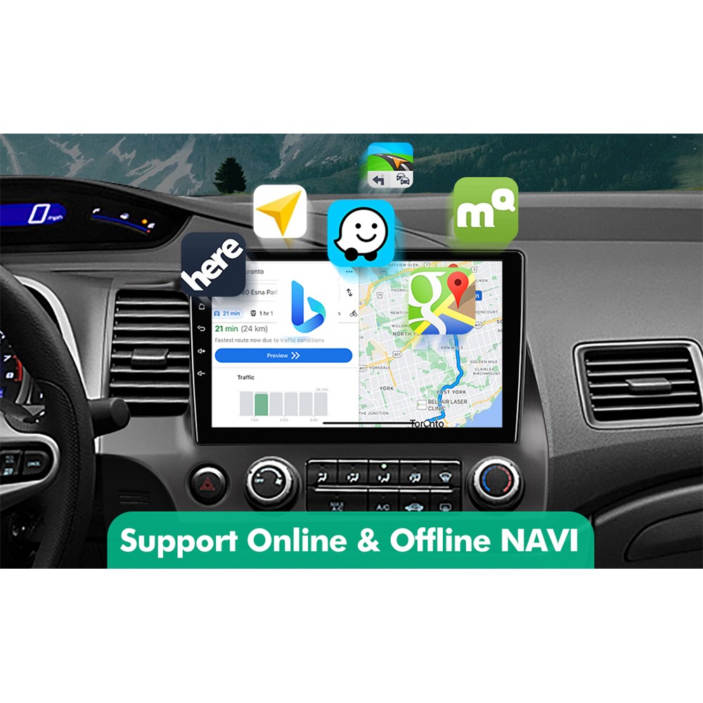 Wireless CarPlay Honda Civic 2006-2011 IPS Android 12 10.1” Car Stereo