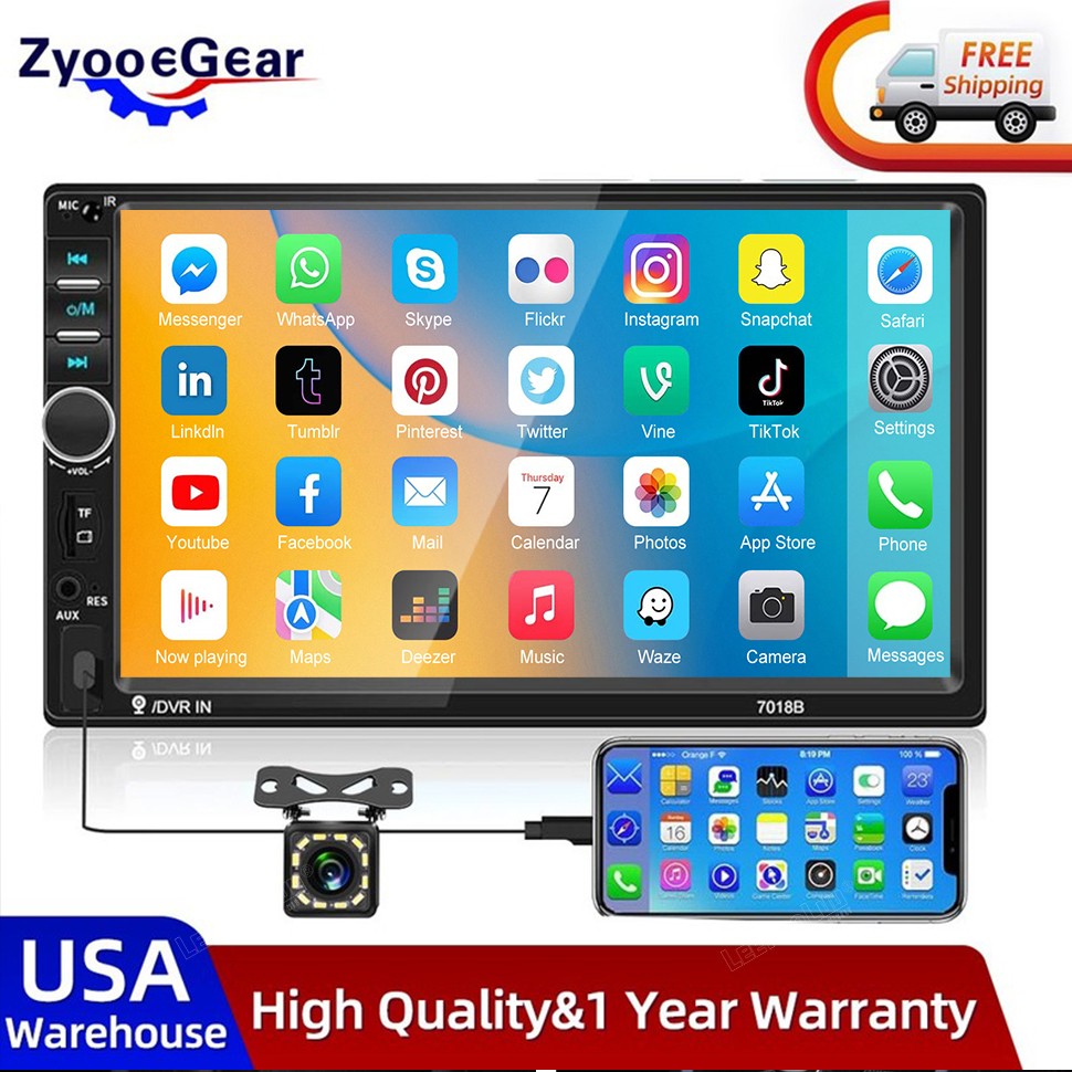 7 2 Din Touch Screen MP5 Car Stereo Radio Double Car Player BT FM Camera