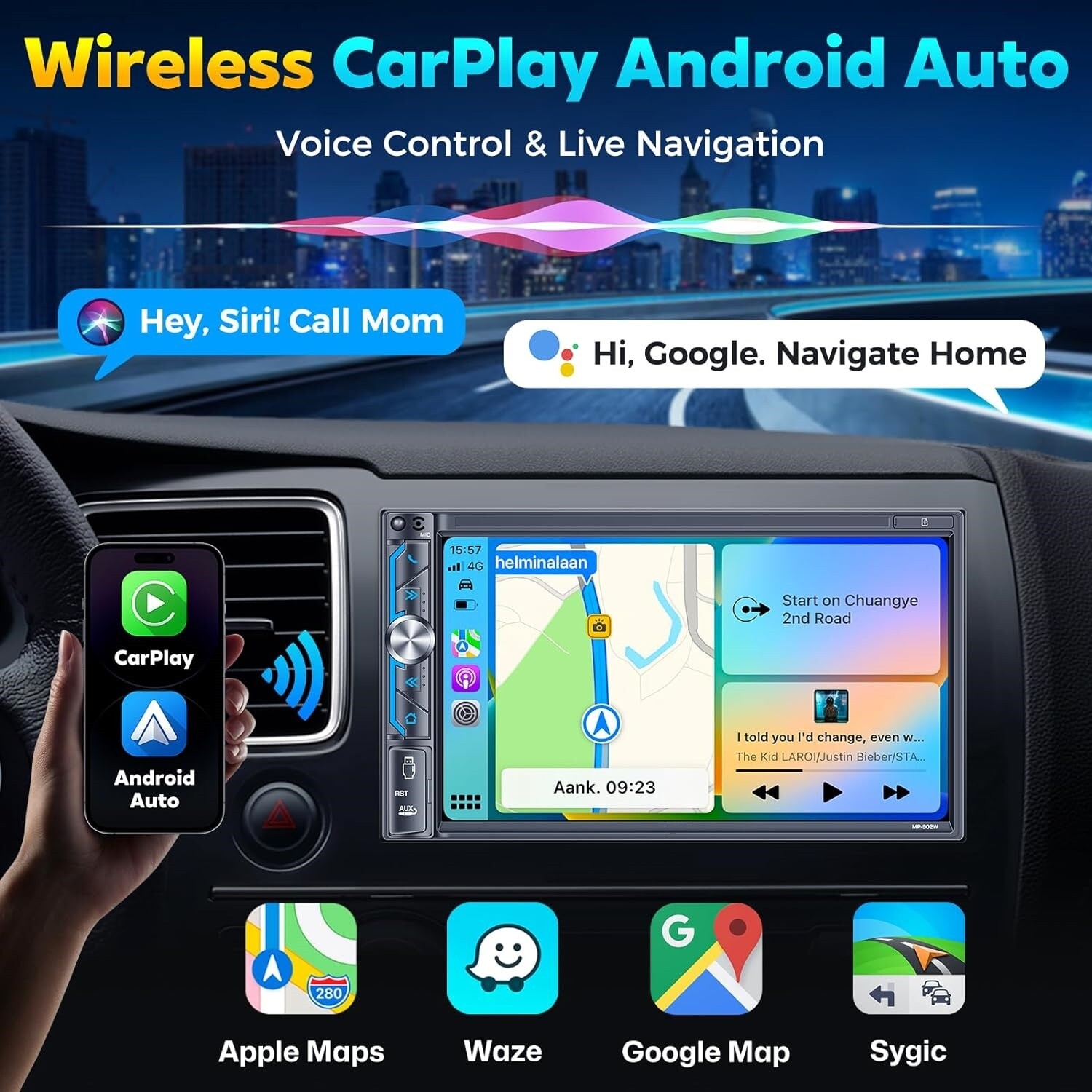 Bluetooth estéreo para automóvil coche de doble DIN de 7″ con cámara de respaldo