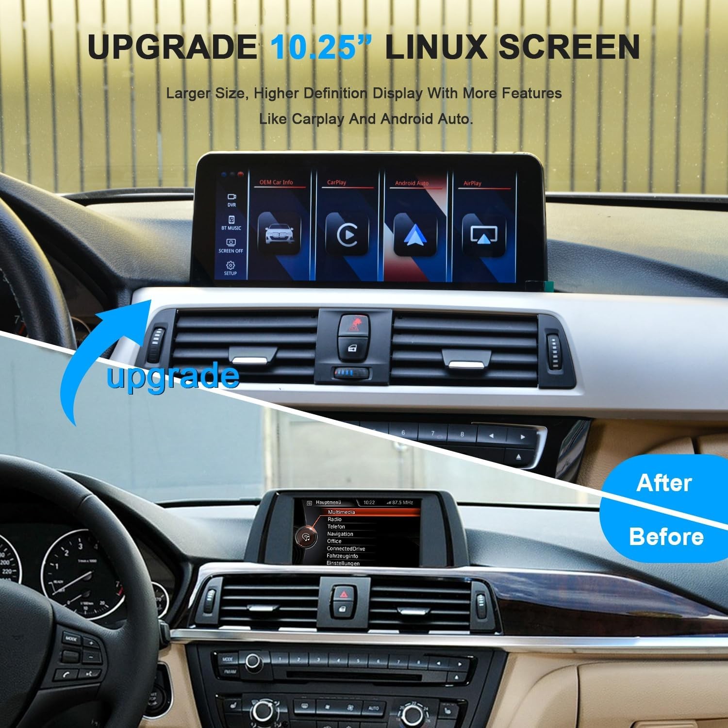 CarPlay Linux Touch Screen For BMW 3 4 Serie F30 F31 F32 F33 F34 F36 2013-2017