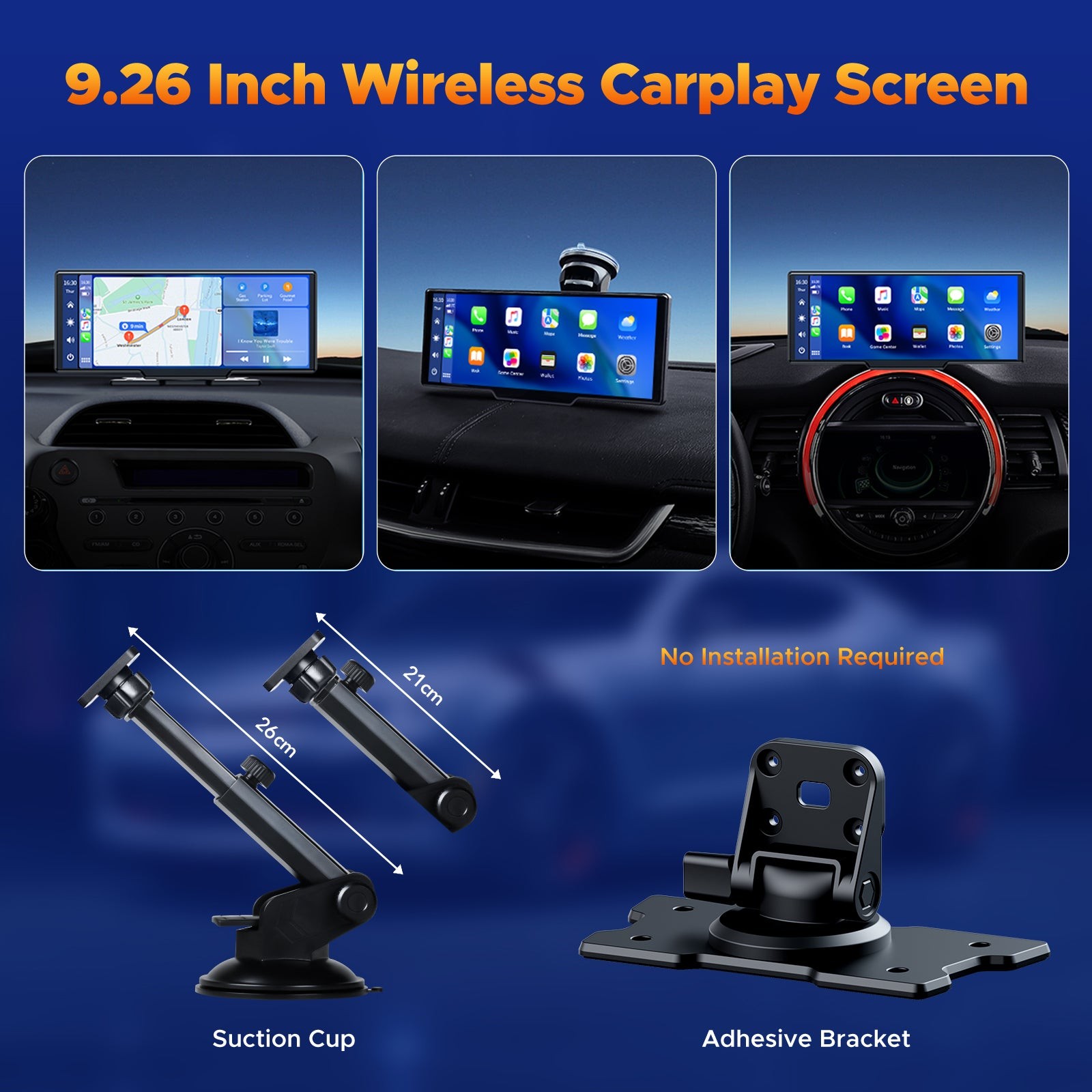 Universal Wireless Apple Carplay Portable Car Stereo Android Auto 2.5K Dash Cam