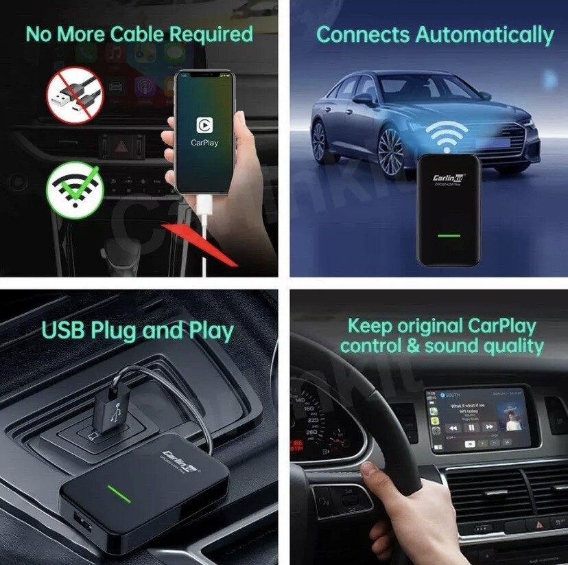 NEW CarlinKit CPC200-U2W-Plus 3.0 Wireless CarPlay Adapter USB for Factory Wired