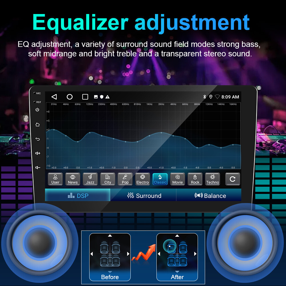10″ Android 15 Double 2Din Car Stereo CarPlay Auto Radio GPS Navi WiFi BT 2+32GB