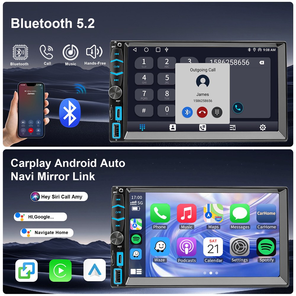 7″ Car Stereo Apple Carplay Radio Bluetooth Player For Toyota Tundra 2003-2006