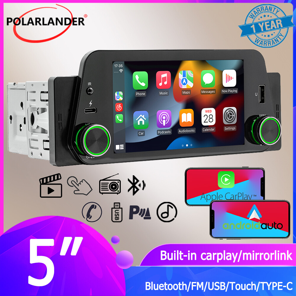 5″ Single 1 Din Car Radio Apple CarPlay Android Auto Bluetooth Touch Screen MP5
