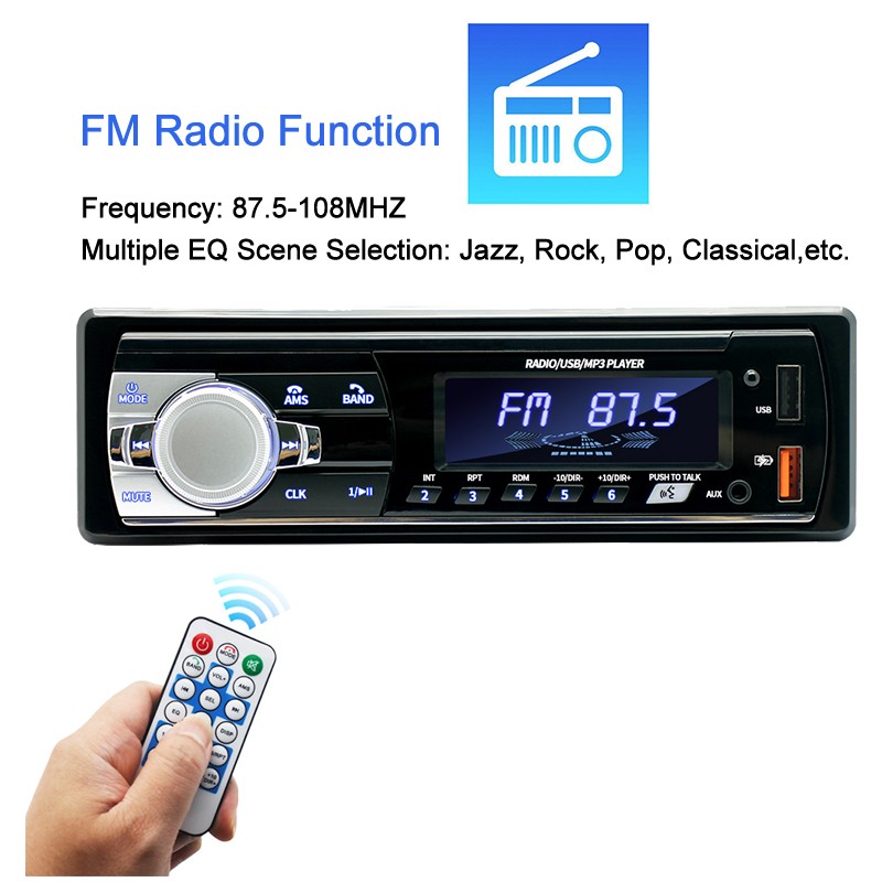 Car Stereo Bluetooth MP3 Player Single Din Dual USB SD FM Radio 60W x 4
