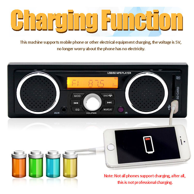USB AUX Built-in Speakers Bluetooth MP3 Player Car Radio Stereo In-Dash 2.5Inch