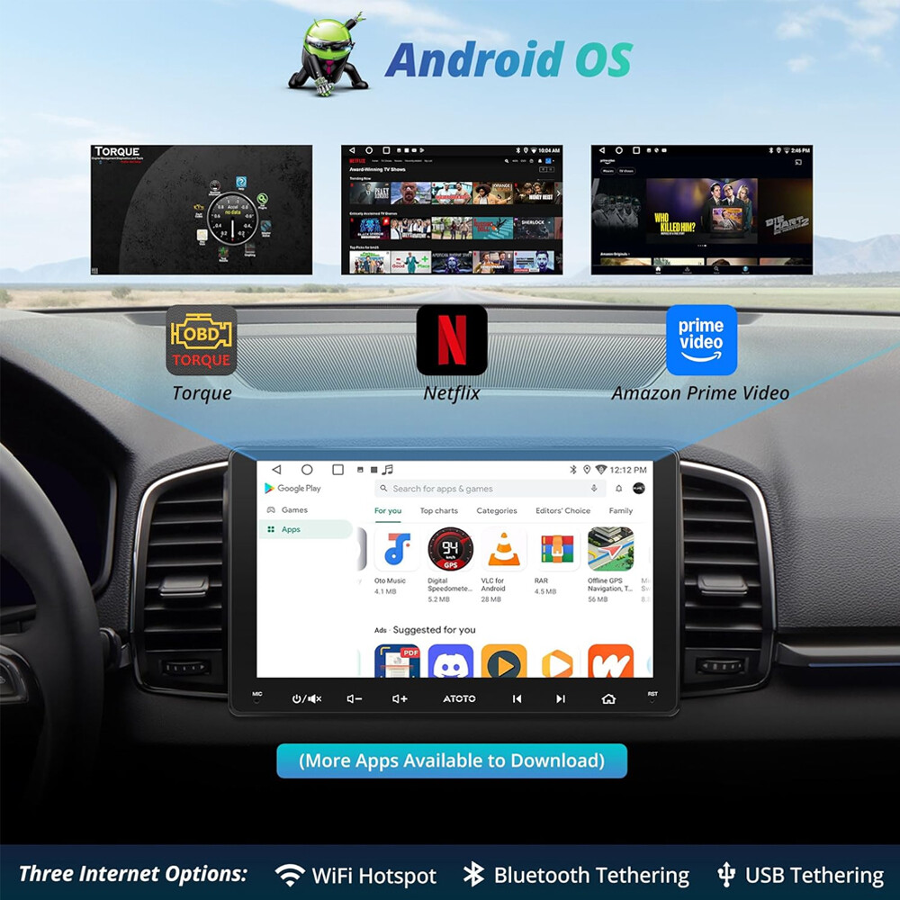ATOTO F7XE 10″ Floating Screen Car Stereo SiriusXM Wireless Android Auto&CarPlay