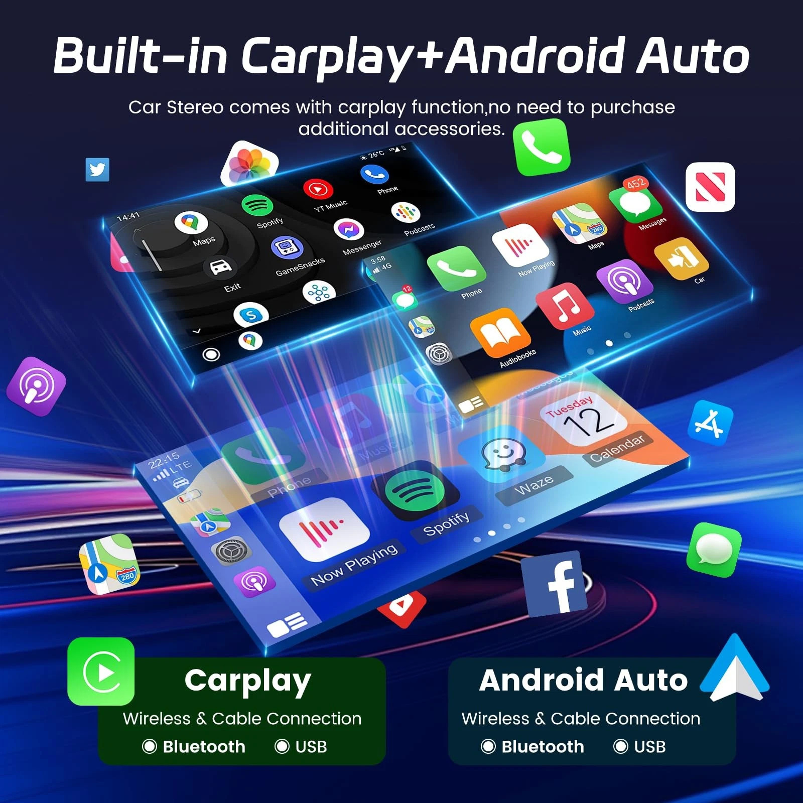 Audi A4 S4 RS4 2002-2008 Screen 9 Inch Stereo with Android, CarPlay, GPS & Backu