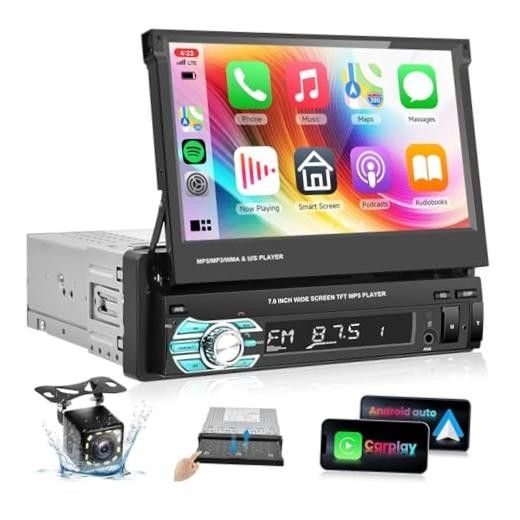 Single Din Car Stereo Radio with AppIe Carplay & Android Auto Airplay