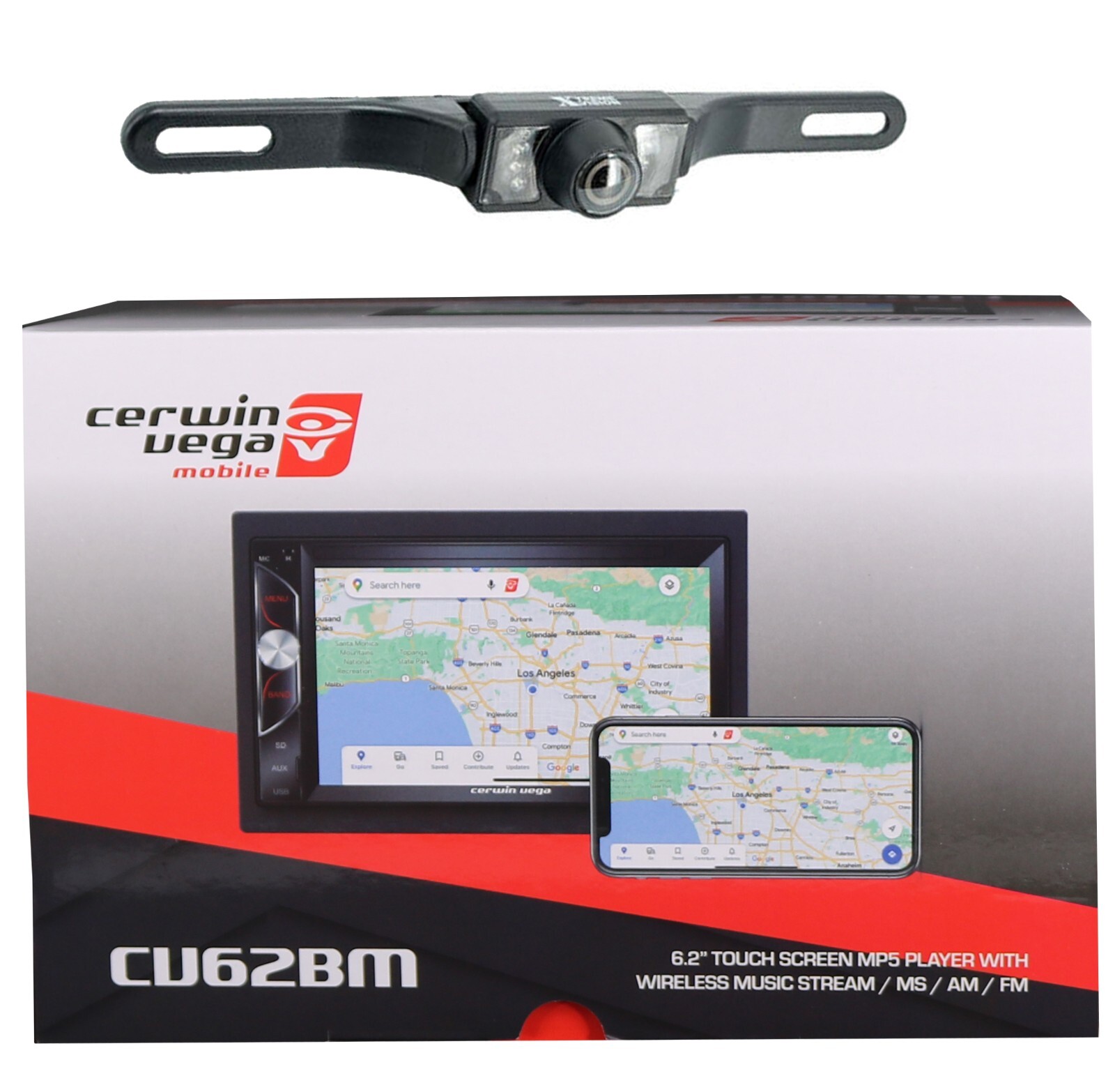 Cerwin Vega CV62BM 6.2″ Touchscreen MP5 Player + Wide Angle Rear Camera XV-95BK