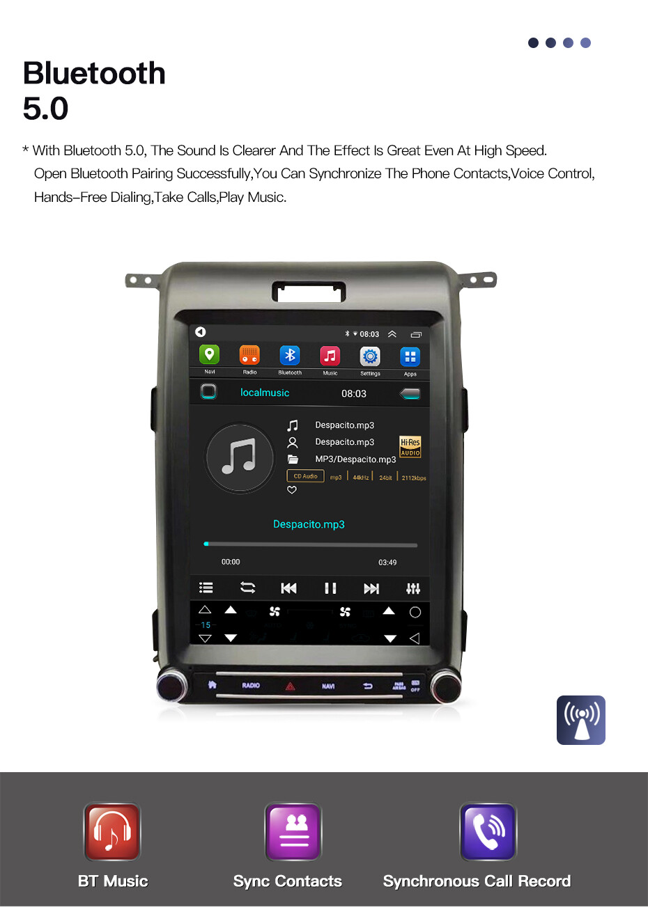 12.1″ Tesla Style Android10 Car Stereo Radio Gps Carplay For Ford F150 2013-2015