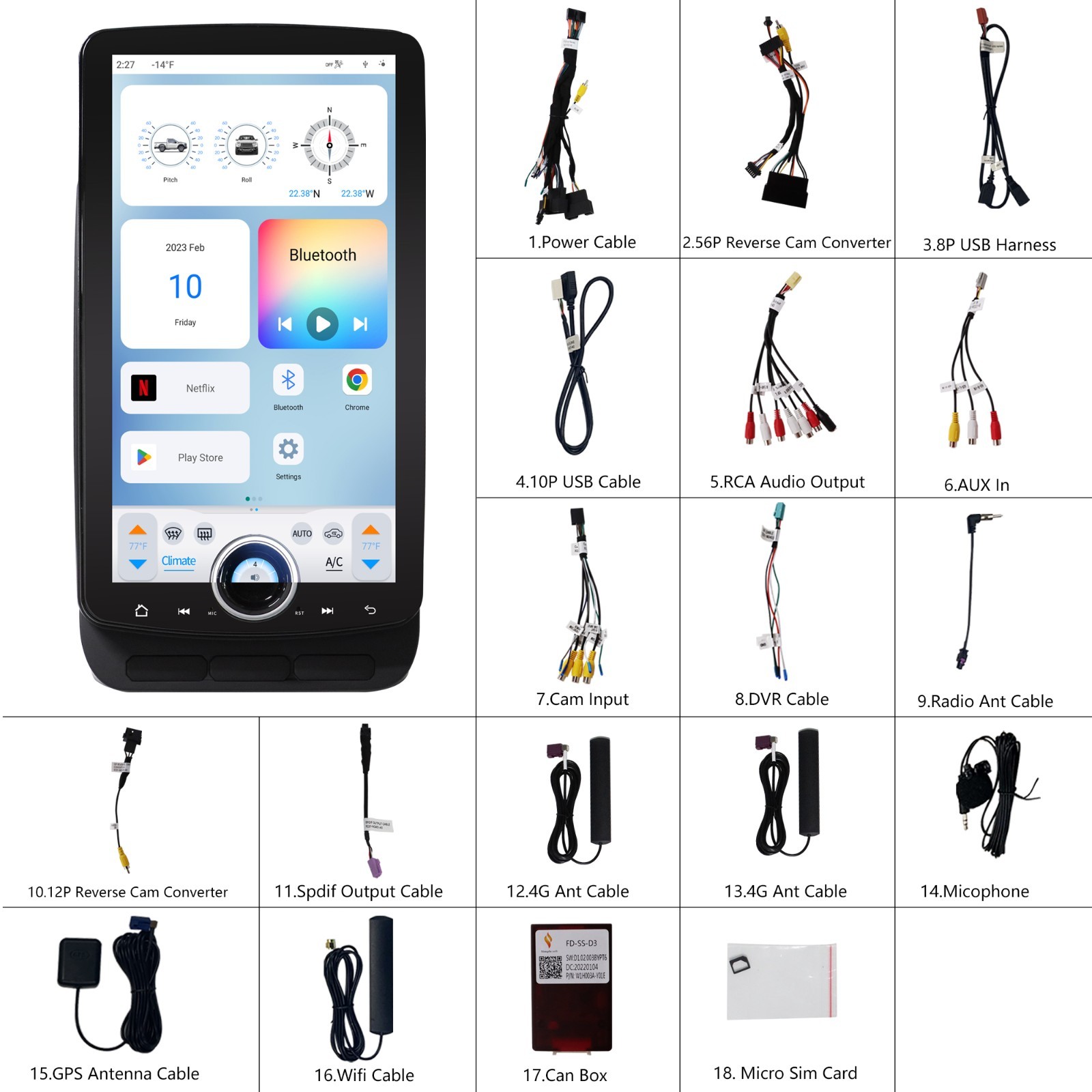 15.6″ Android Tesla Vertical Screen GPS Radio For Ford F-150 F-Series 2015-2022