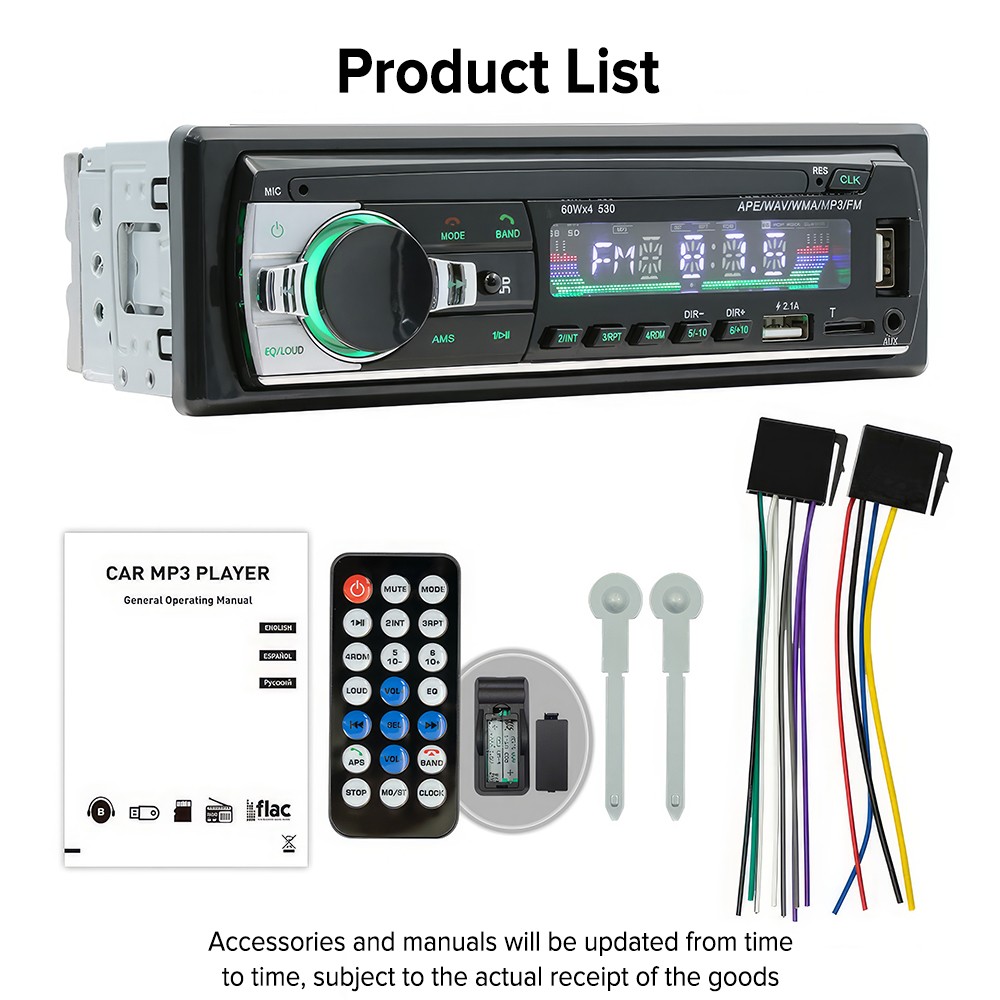 Bluetooth Car Stereo Audio In-Dash Aux Input Receiver SD USB MP3 Radio Player FM