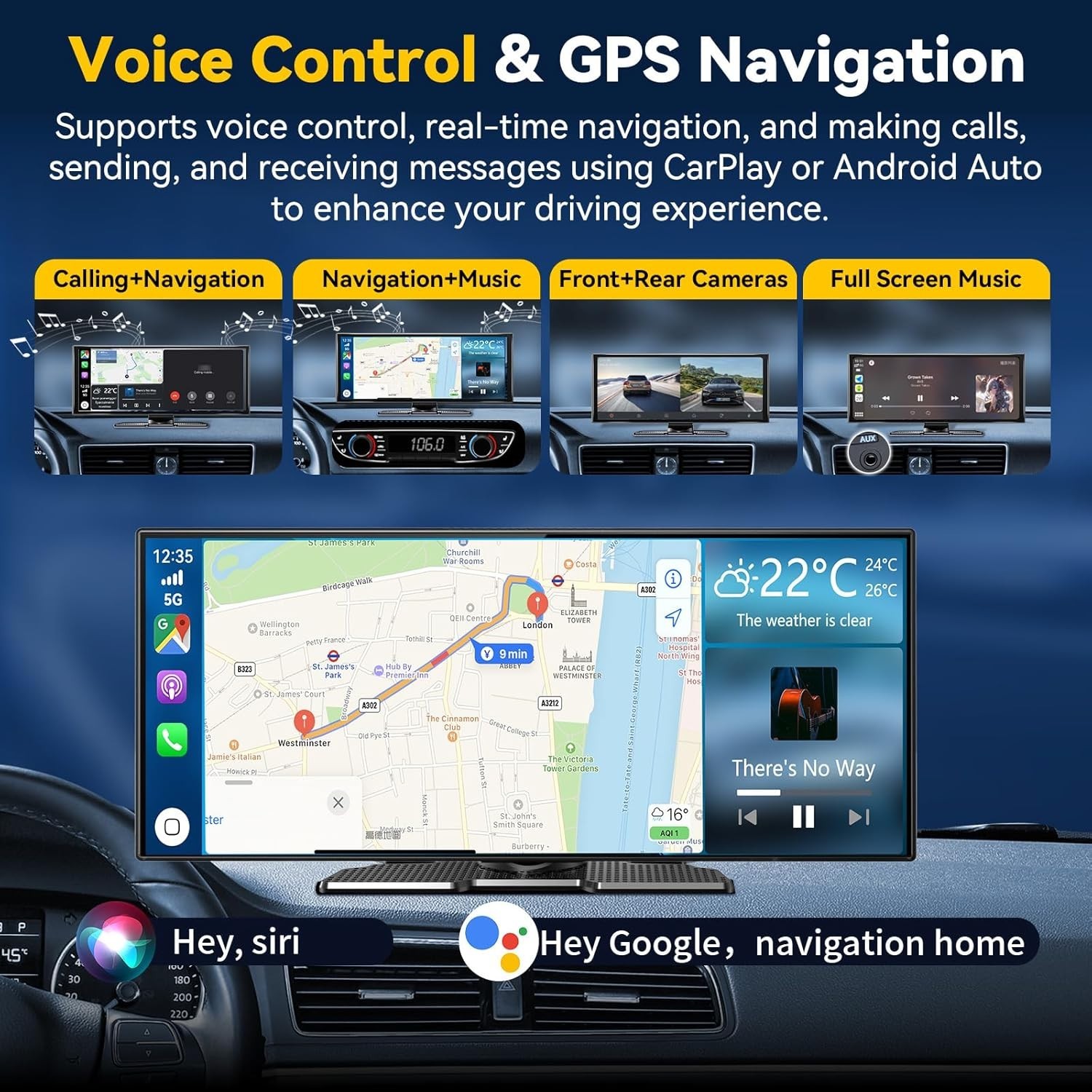 11.5″ Largest Wireless Carplay HD Screen for Carplay & Android Auto Car Stereo w