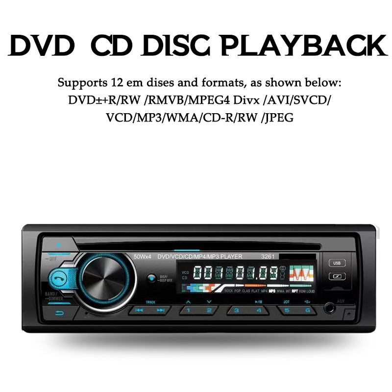SINGLE 1 DIN DVD CD CAR BLUETOOTH STEREO RADIO FM/AUX/TF/USB MP3 PLAYER IN-DASH