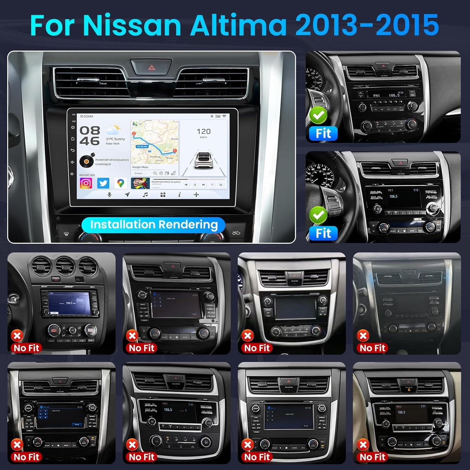 32GB For 2013-2015 Nissan Altima Apple Carplay Android 13.0 Car Stereo Radio GPS