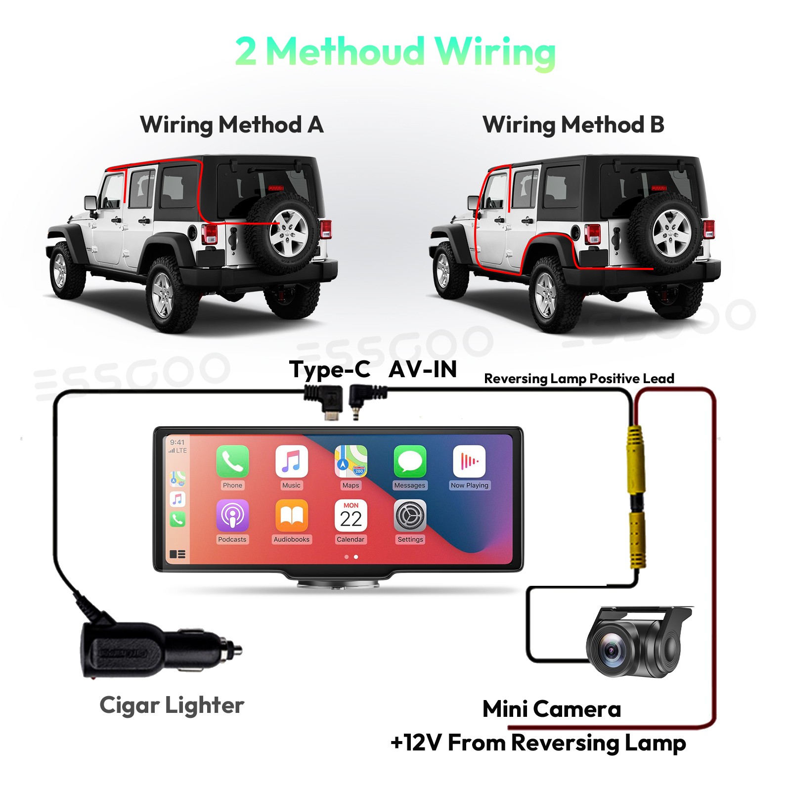 XGODY Touch Screen Dash Cam Car Stereo 4K Wireless Apple Carplay & Android Auto