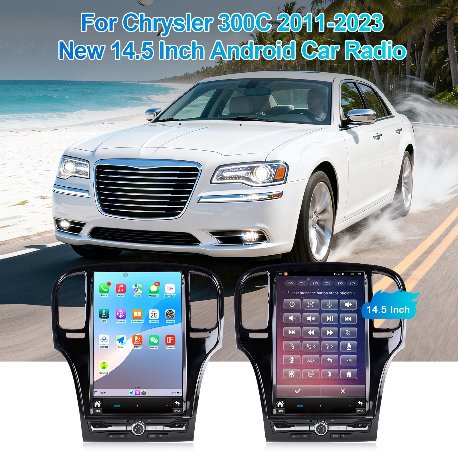 14.5″ Radio For Chrysler 300C Smart Screen GPS Navigation Stereo Upgrade 4+64GB