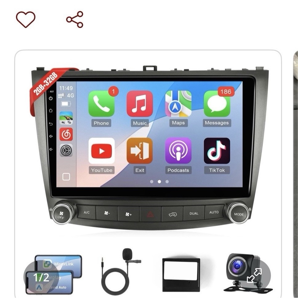 Naifay Android Car Radio for Lexus IS250 IS300 IS350 10.1″ Touchscreen, Bluetoo…