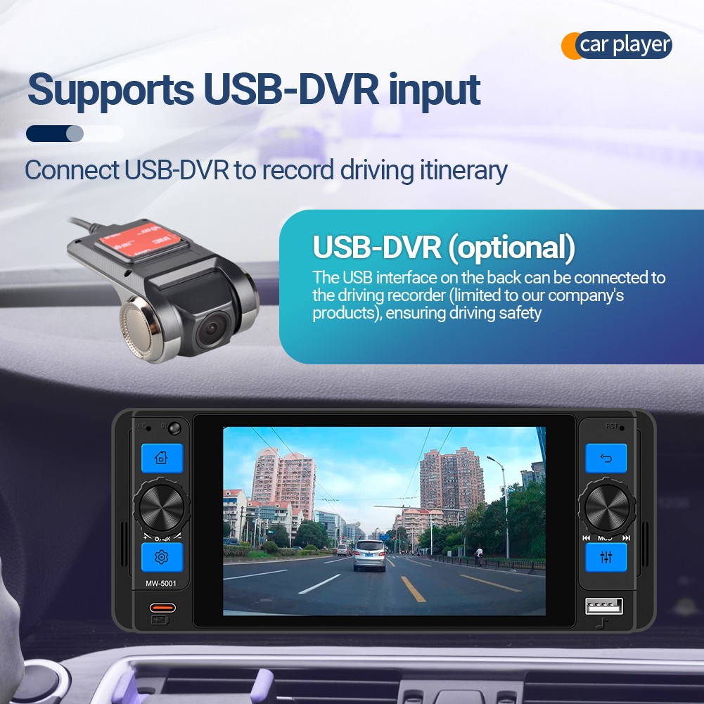 Single DIN 5″ Multimedia Player Car Stereo FM/RDS Radio Bluetooth USB HeadUnit