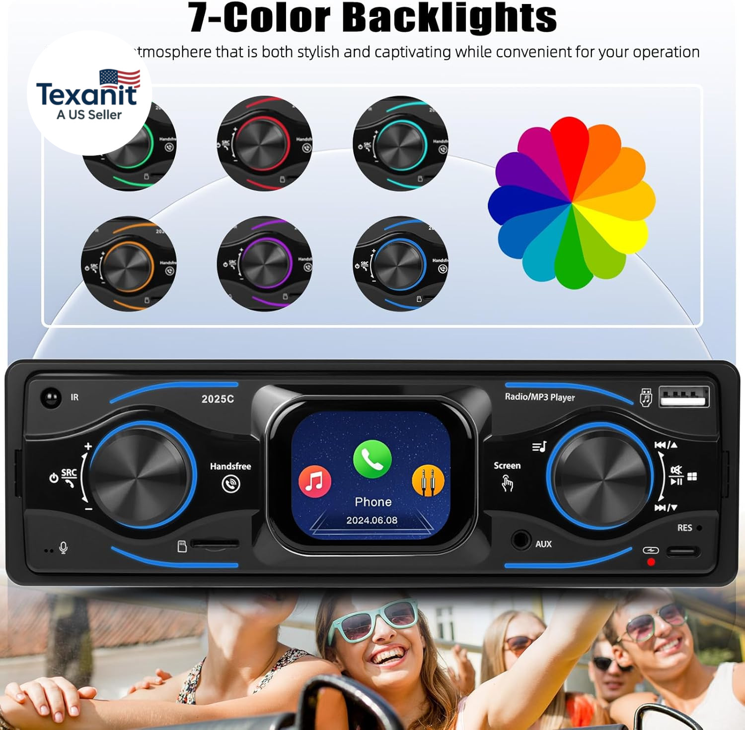 Single Din Car Stereo Marine Radio Bluetooth Multimedia Car Audio Receivers with