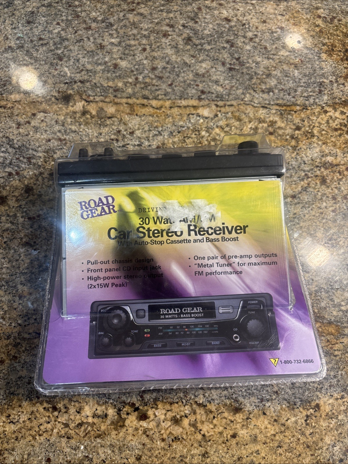 Road Gear RGCMP Car Stereo Receiver 30W AM/FM Cassette Bass Boost Black Vintage