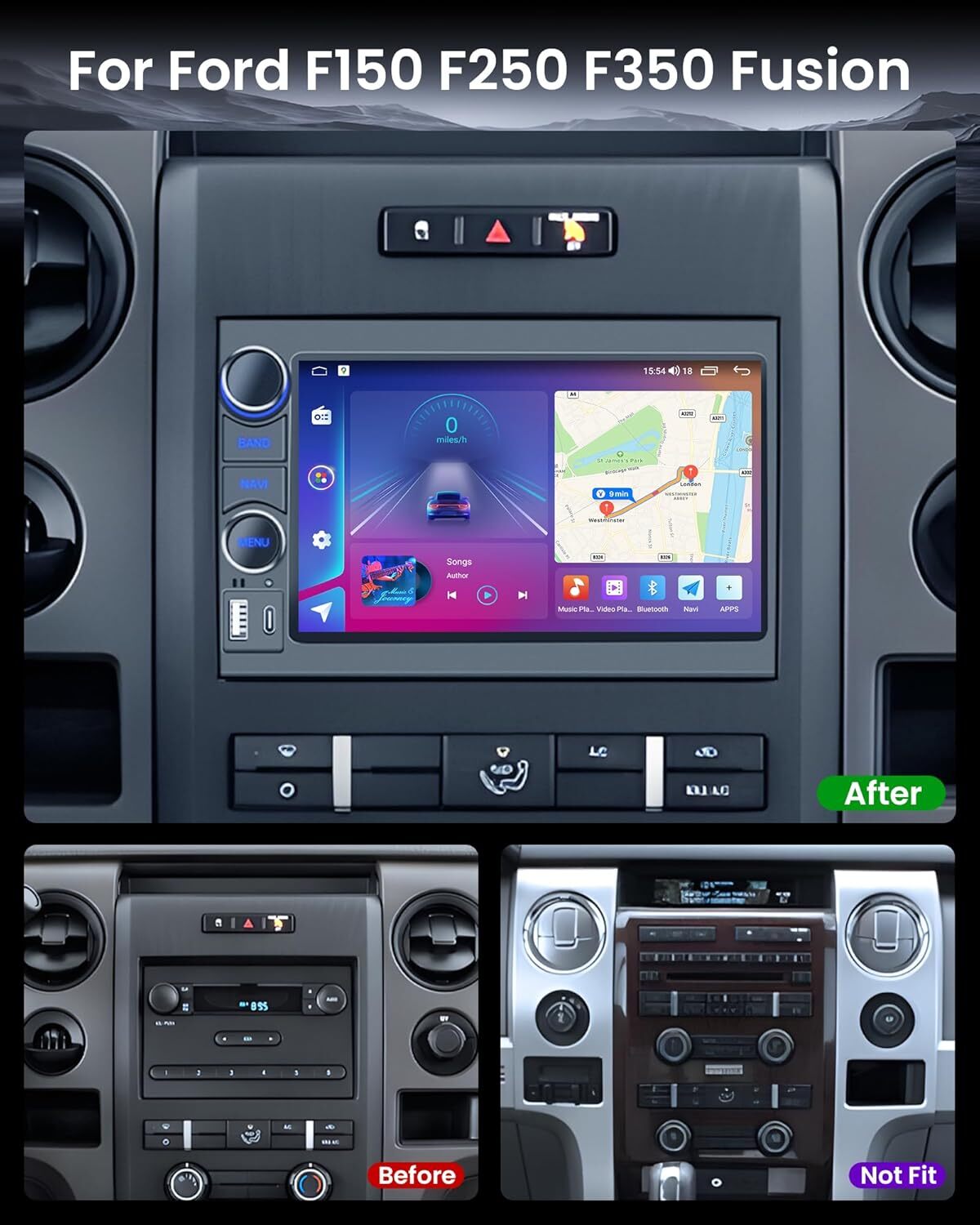 4G+64G For Ford F150 2004-2008 Apple Carplay Android Car Stereo Radio 5GWiFi GPS
