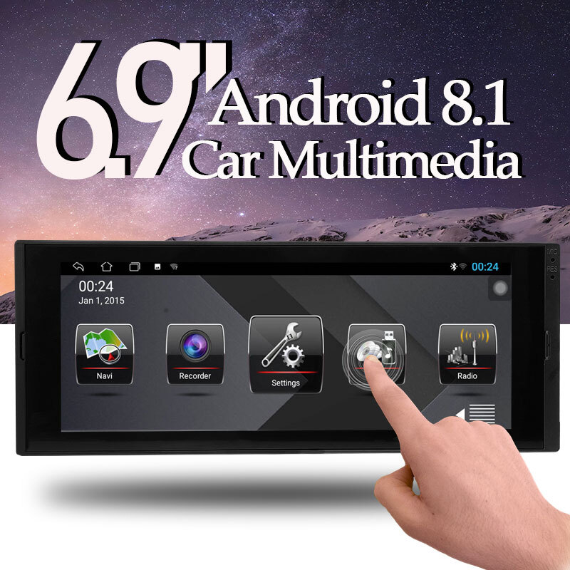 1 DIN 6.9In Android 8.1 Car Radio Touch Screen GPS WiFi MP5 multimedia Player