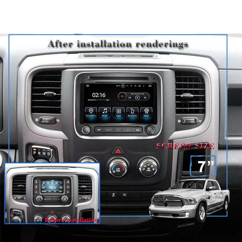 Android Unit For Jeep Dodge RAM 1500 2014-2017 4+64GB Car GPS Navi Stereo Radio