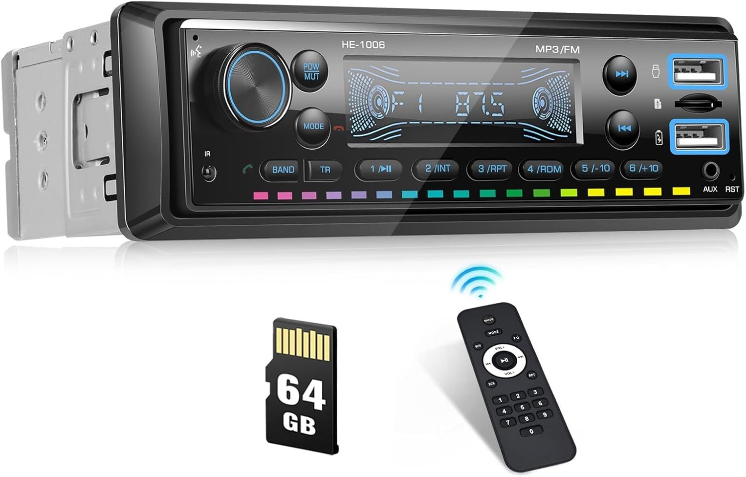 Multimedia Car Stereo with FM Radio, Quick Charge & Hands-Free Bluetooth Calling