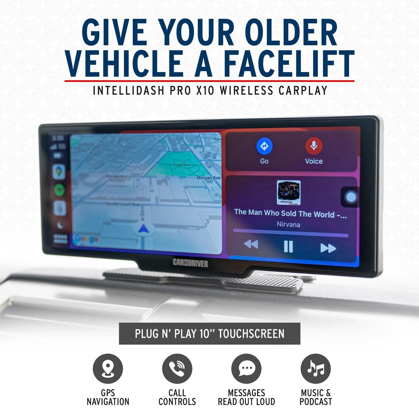 Car and Driver Intellidash Pro X10 Wireless Carplay, New, 10″ Touch Screen Displ