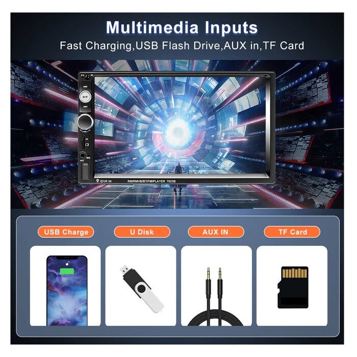 Podofo Car Stereo 2 Din Car Radio 7 Inch MP5 Player with HD Touch Screen