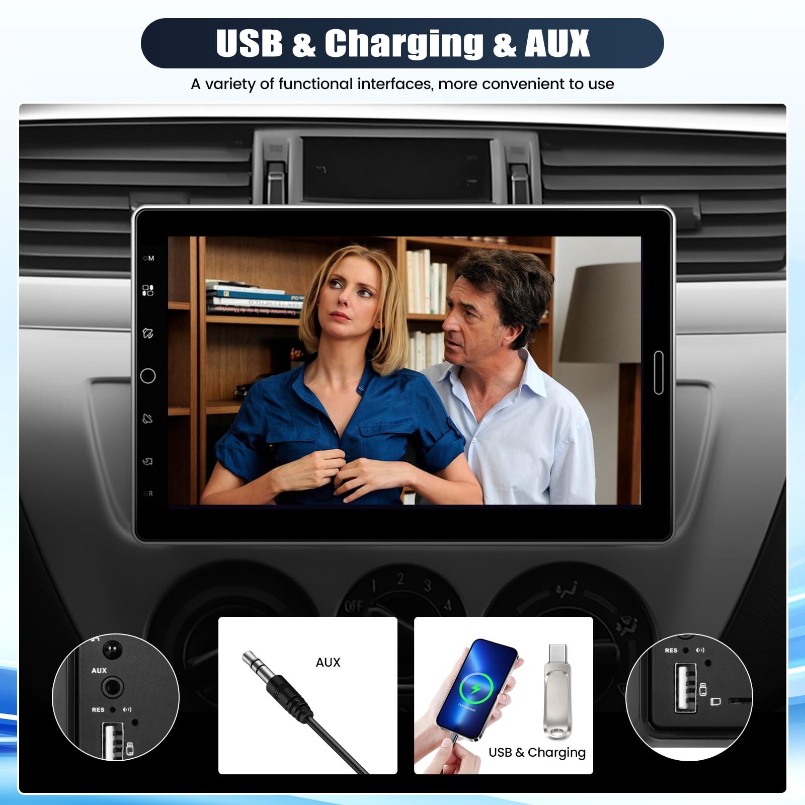 10.1 Inch Single Din Car Radio Stereo with Wireless CarPlay&Android Auto, Det…