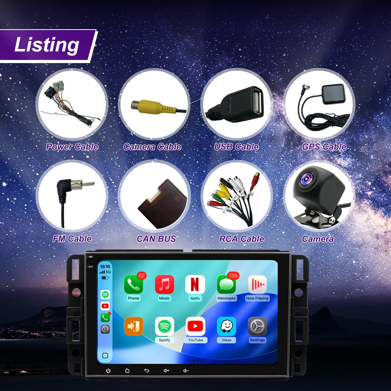 5G WiFi Upgrade Car Radio for GMC Sierra, Chevy Silverado 1500/2500/3500