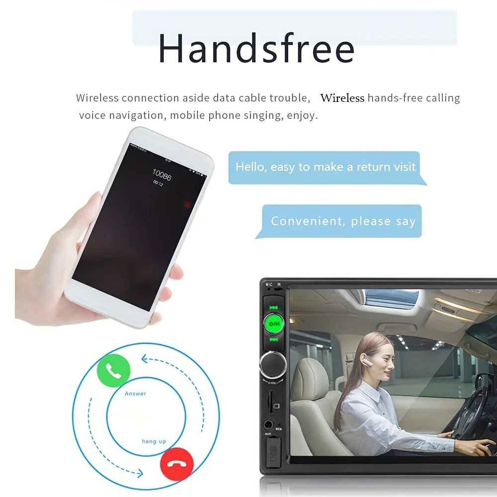7″ Double 2 DIN Car MP5 Player Bluetooth Touch Screen FM Stereo Radio + Camera;