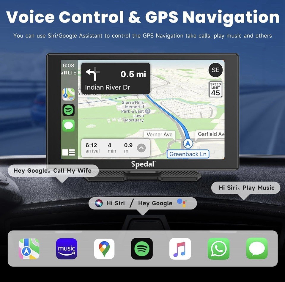 Q9S/9″ Portable Wireless Carplay & Android Auto 1080P Backup Camera-NEW.