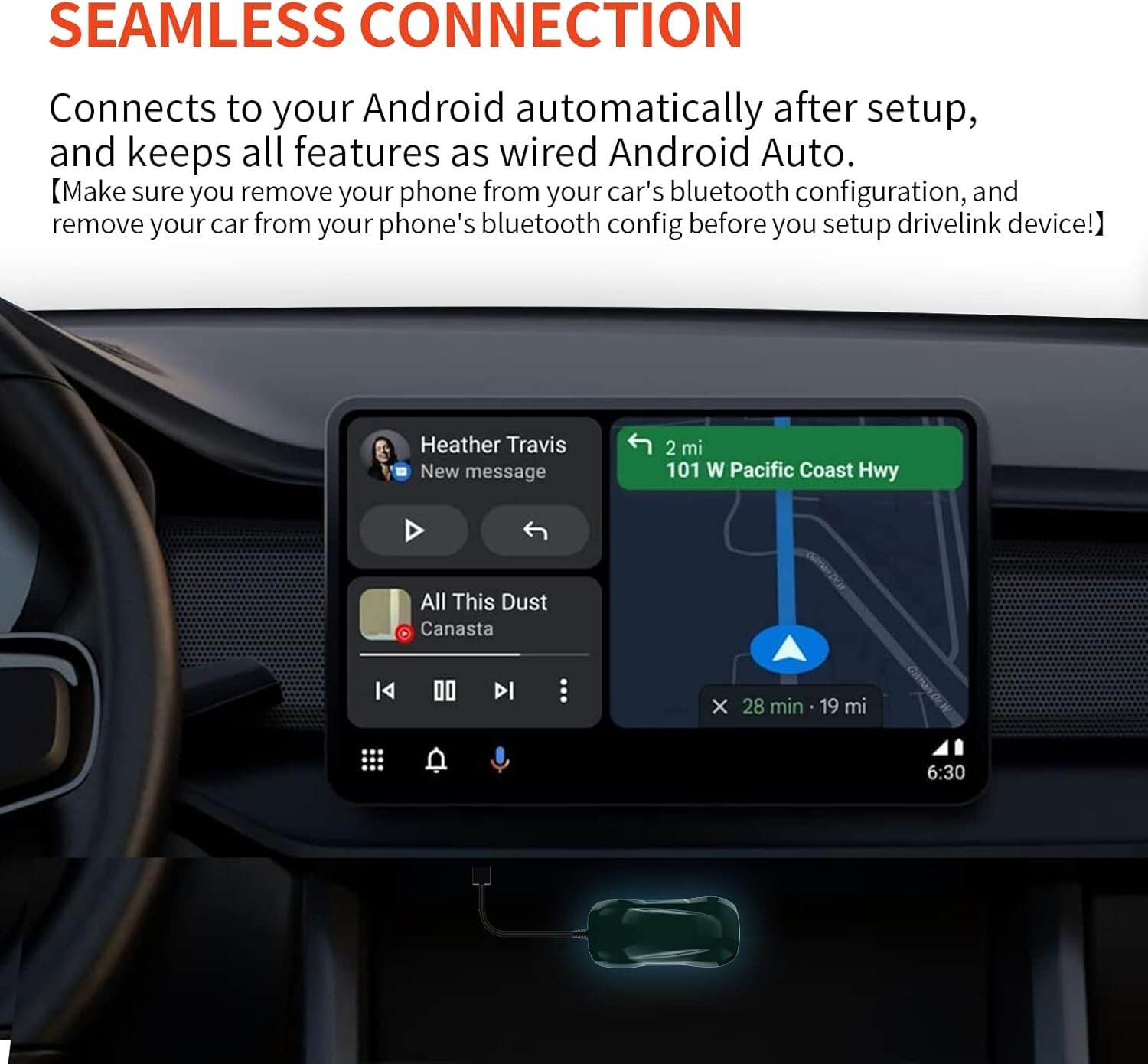 Android Auto Wireless Adapter for 2016+ Factory Cars Converts Wired Android Auto