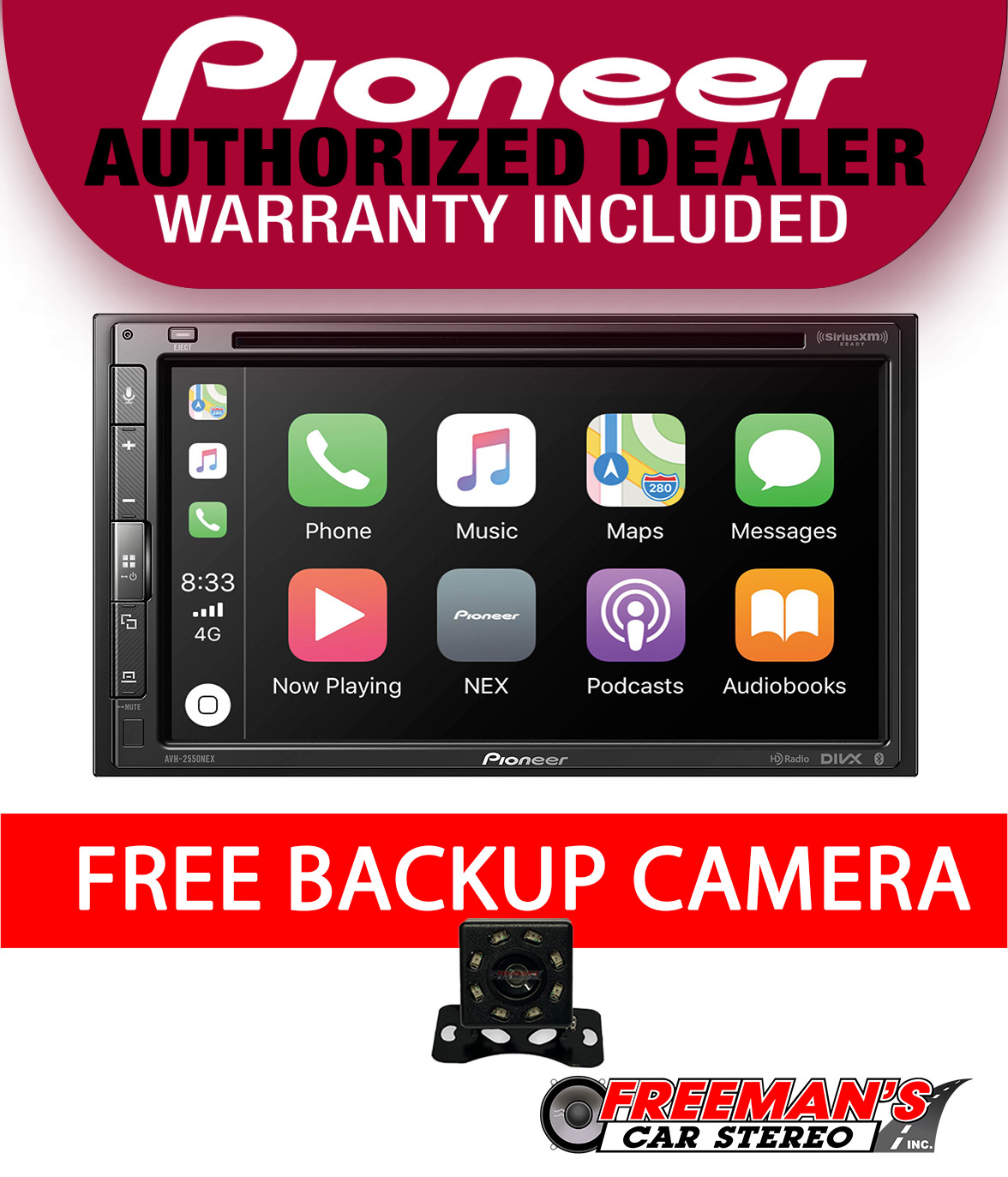 Pioneer AVH-2550NEX + LPCAM8 Backup Camera Bundle