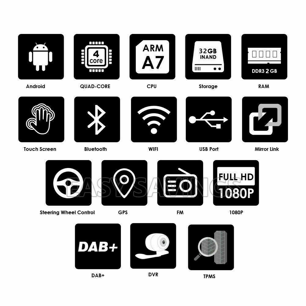 Android 15.0 10.1inch Car Stereo Radio No-DVD Player Car GPS In Dash Navi Wifi