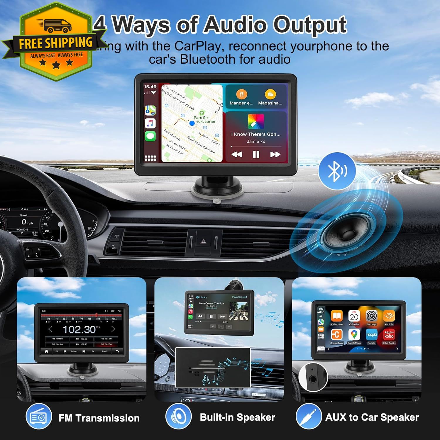 CarPlay Screen 7” Wireless Android Auto HD Touch GPS Bluetooth Plug Play