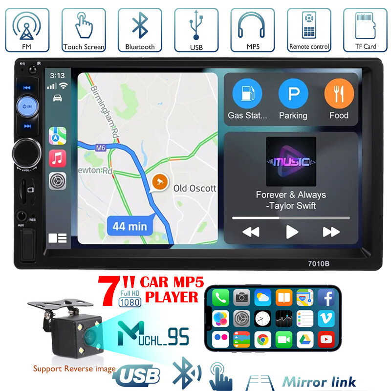 Bluetooth estéreo para automóvil coche de doble DIN de 7″ con cámara de respaldo