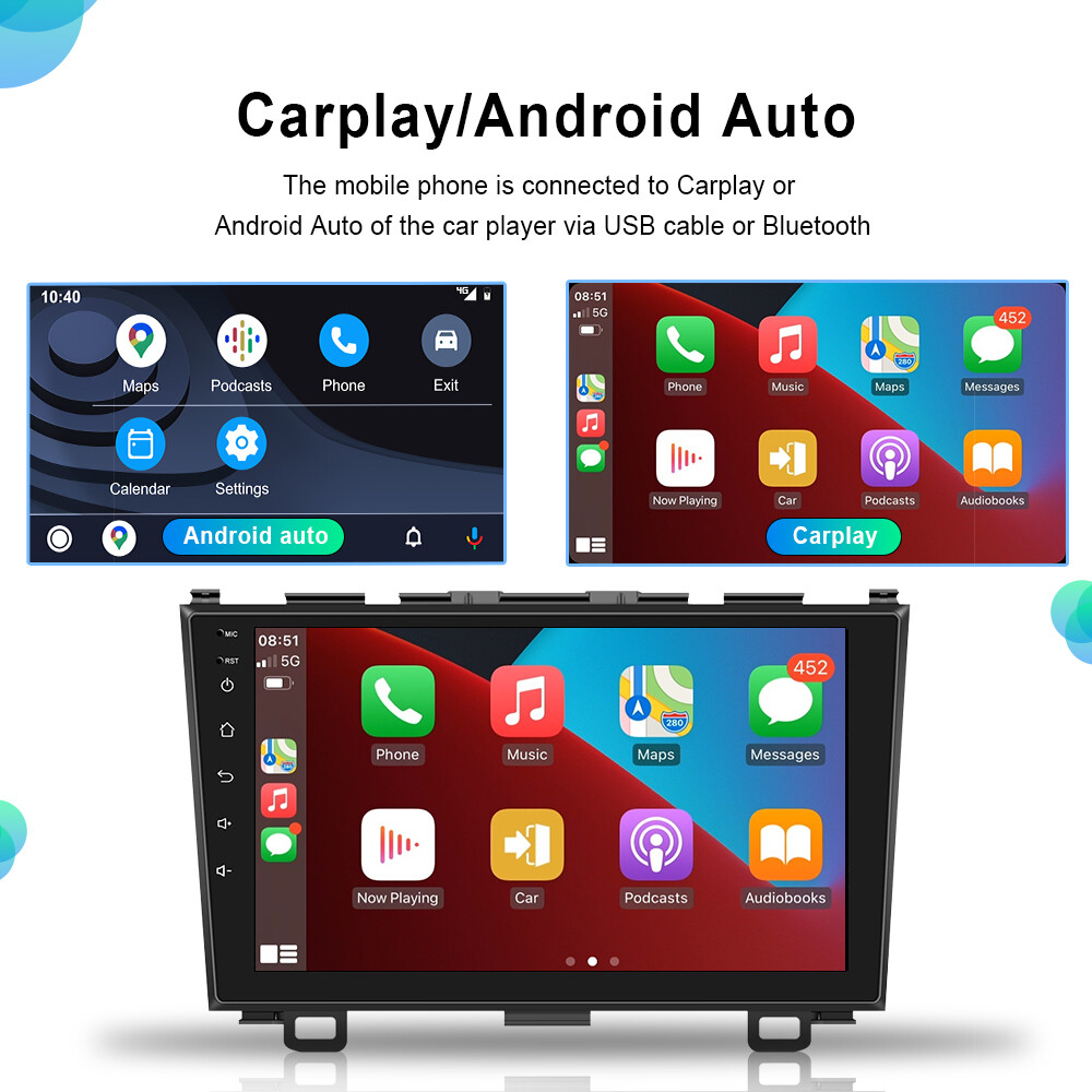 For Honda CRV 2007-2011 Car Stereo Radio 9” Android 15 Carplay GPS Navi WIFI BT