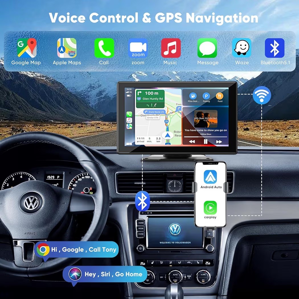 9.3″ Carplay Screen for Car with Backup Camera, 2.5K , Android Auto Compatible