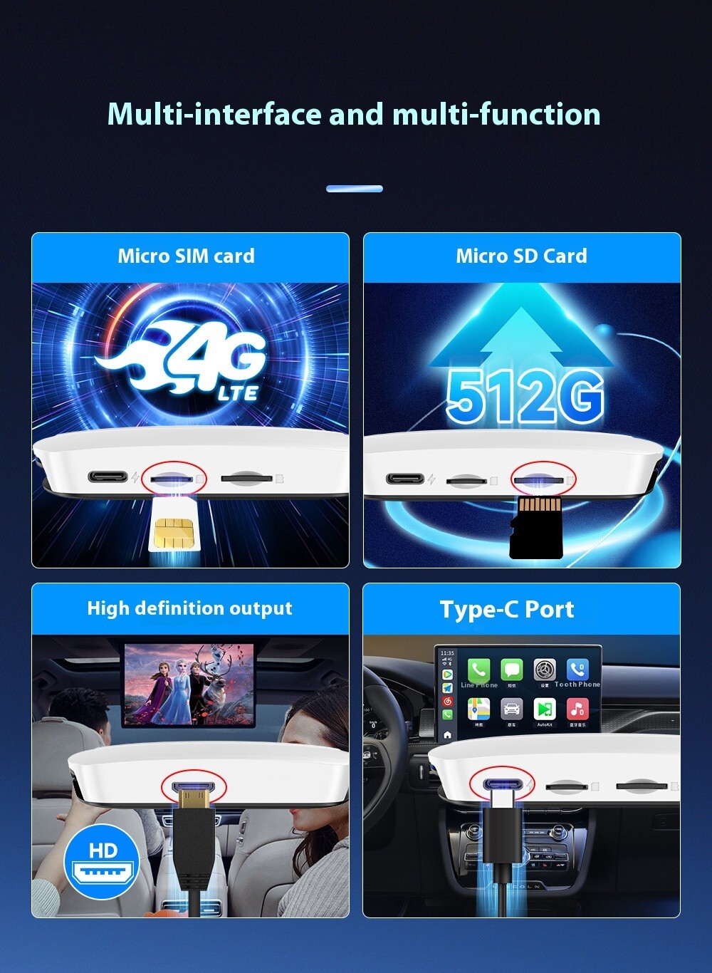 Carlinkit 3in1 Wireless CarPlay AI Box HDMI Adapter Auto Bluetooth WIFI Android