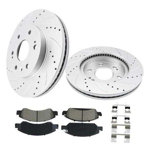 Front Brakes and Rotors 12.99” Geomet Drilled Slotted 580279×2+D1367-8472