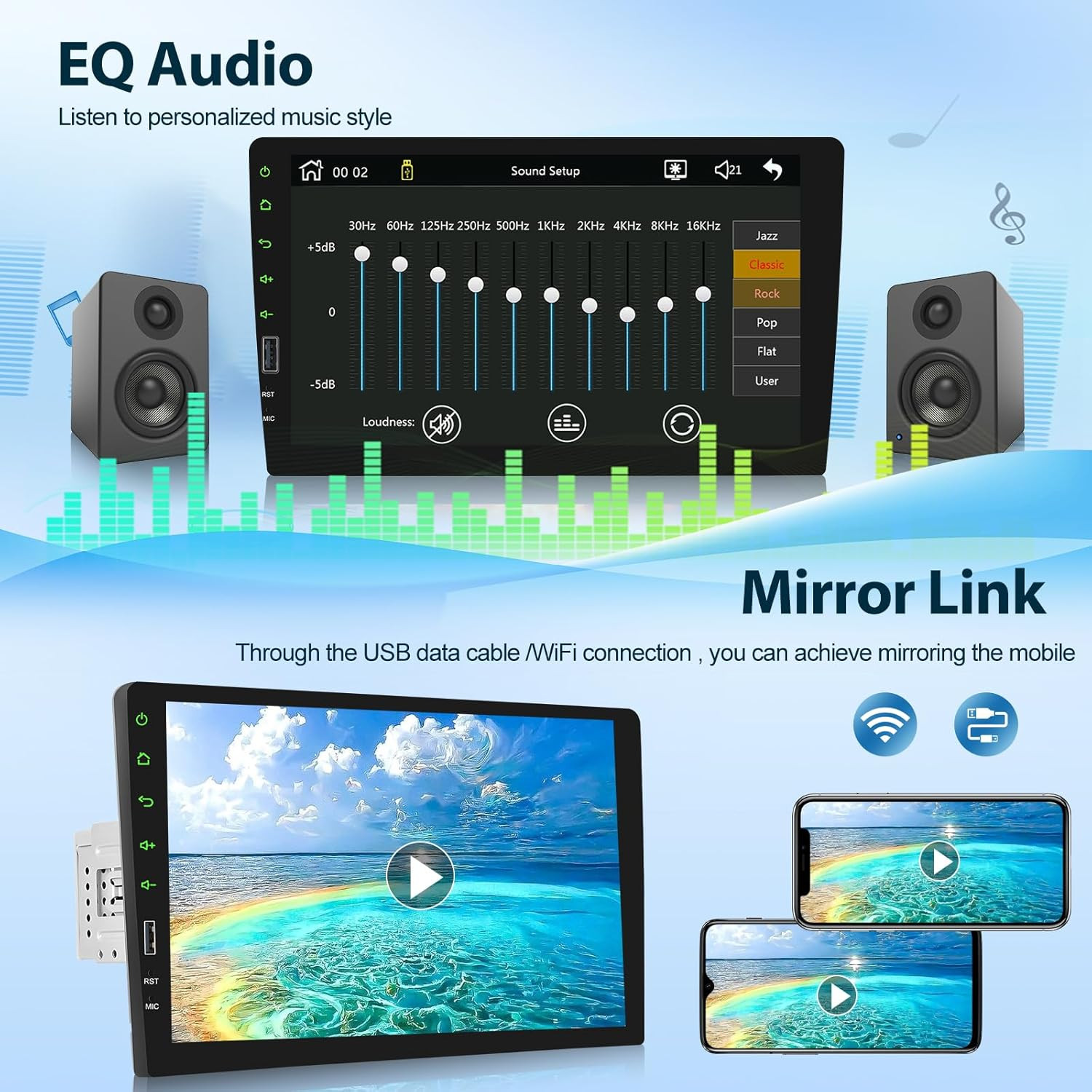 Single Din Touchscreen Radio with Wireless Carplay and Android Auto – 9 Inch Car